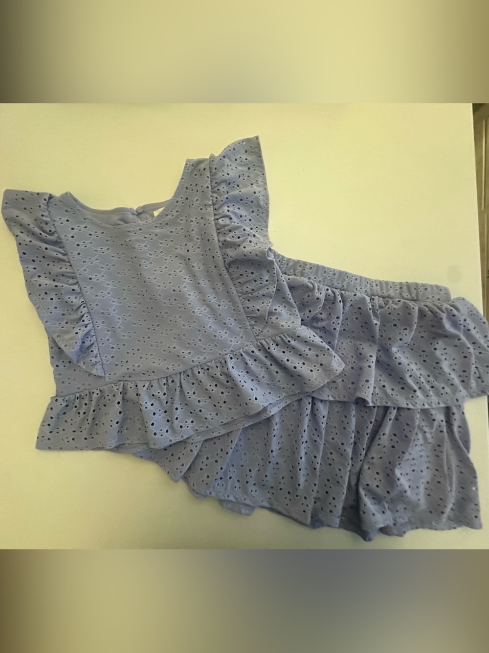 Market & Spruce Girls Eyelet Ruffle Top & Shorts — Light Periwinkle